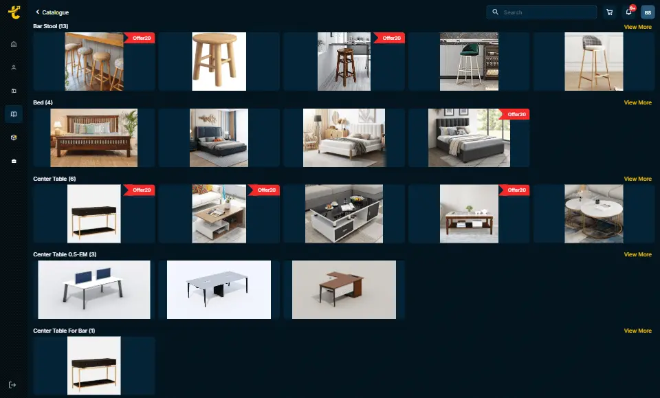 A login screen for TANYO Retail Management Software with input fields for email and password and buttons for login, forgot password, and sign up. On the left side, there is a green couch with abstract shapes in the background on a black and green gradient.
